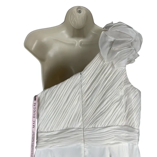Mac Duggal Rosette One Shoulder Tea Length Dress White Size 12 - Image 10