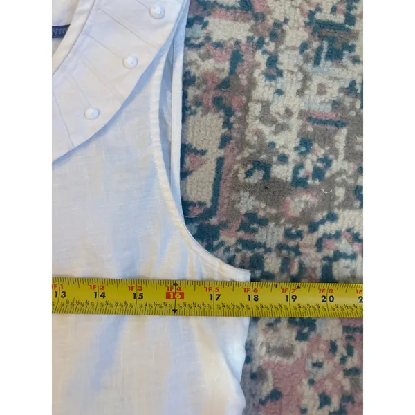 Boden White 100% Linen Sleeveless Peter‎ Pan Collar Pleated Top WA346 US 8 - Image 5