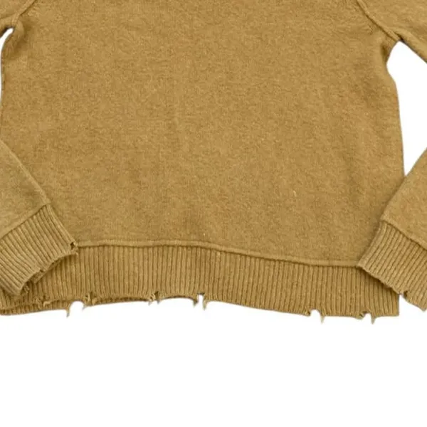 Aerie Mustard Puff Sleeve Distressed Crew Sweater M Earthenware‎ Minimalist - Image 4