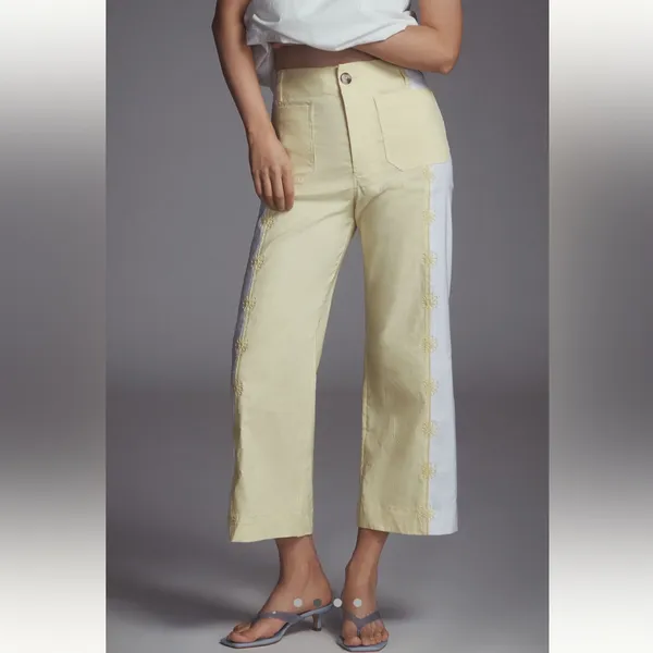 Anthropologie Maeve The Colette Embroidered Crop Wide-Leg Pants - Image 2