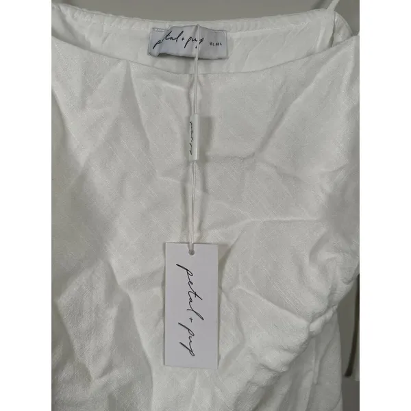 Petal & Pup New Sawyer Mini Dress White Size Large Tie Strap Linen‎ Blend Lined - Image 7