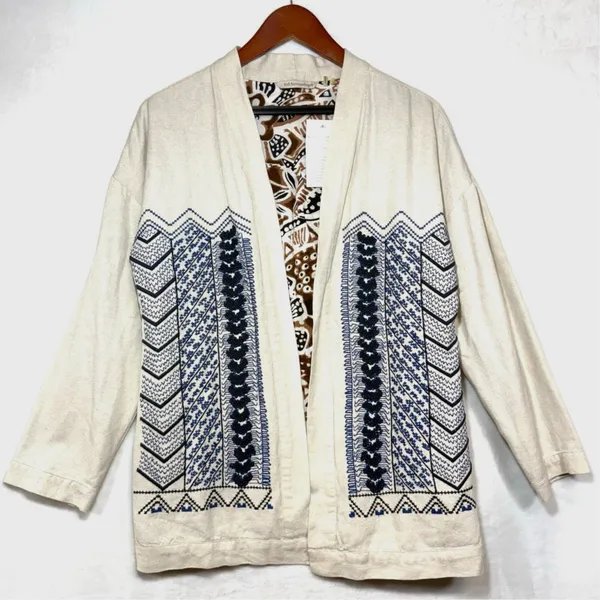 NWT Soft‎ Surroundings S Embroidered Linen Minali Jacket Cardigan Boho Lagenlook - Image 3