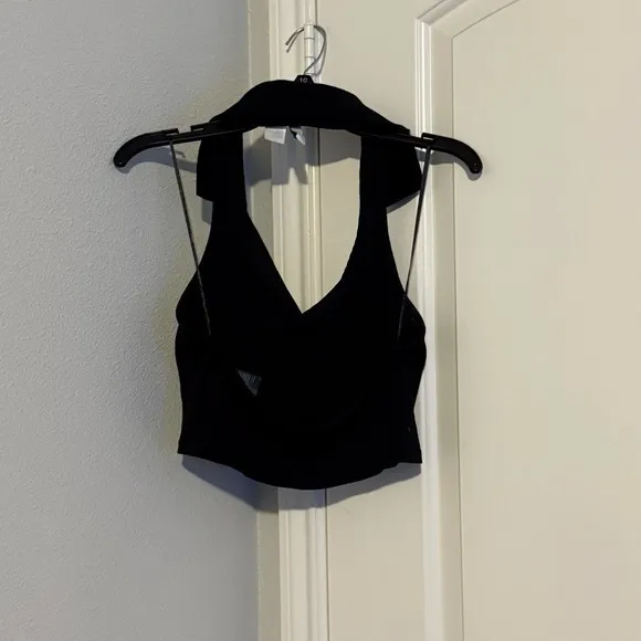 H&M Divided Women’s Halterneck Top with Collar Black Size Small - Image 11