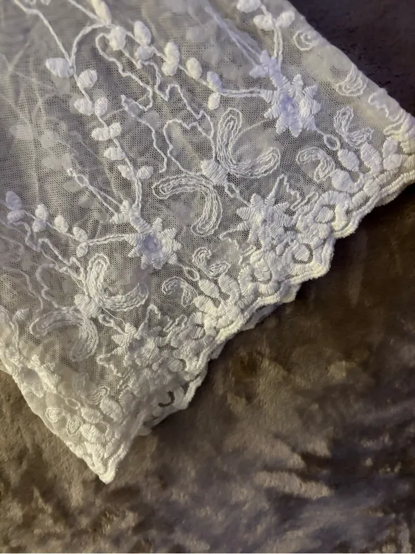 Love Tree Sheer Lace Embroidered Swim Coverup Cream Women’s Size L - Image 4