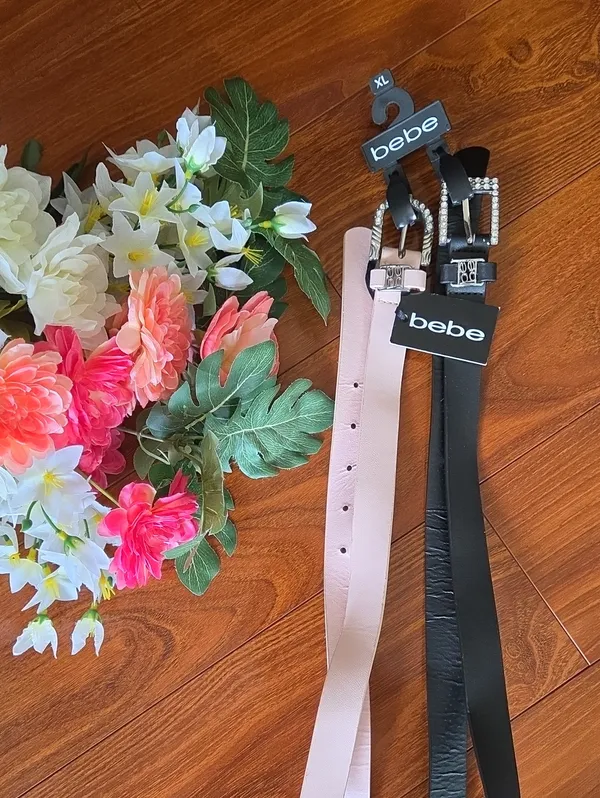 Bebe Double Pack Slim Belts in Black & Blush ** - Image 2