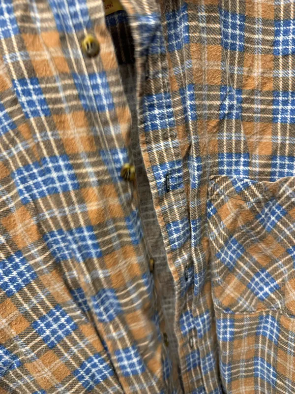 Vintage Red Oak Blue and Orange Plaid Shirt - Image 4