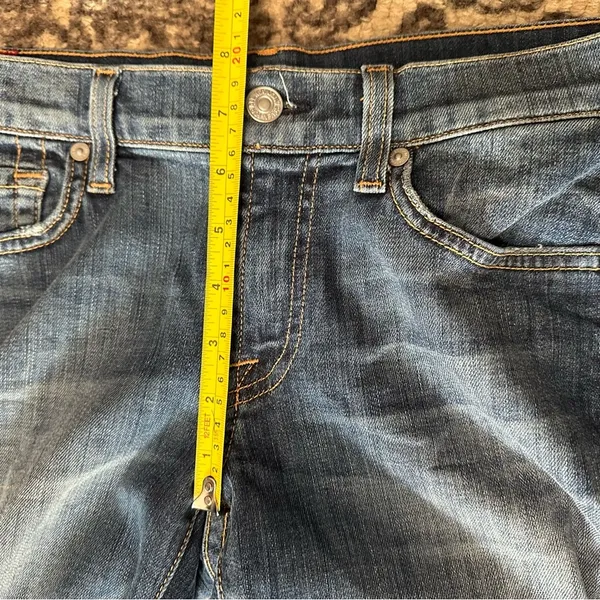7 For All Mankind Denim Women’s Size 27 Blue Crop Flare Jeans Made in the USA - Image 8