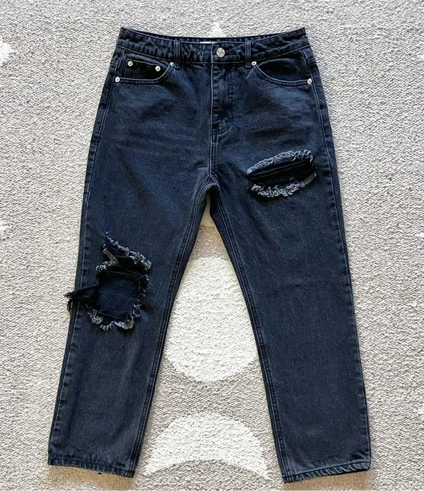 Adika Andor High Rise Straight Leg Cropped Jeans in Black Size 30 - Image 5