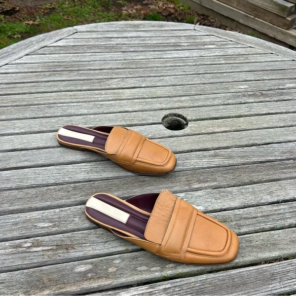Franco Sarto Tan Brown Leather Duval Mule‎ Womens Slip On Mules Flats Size 7 - Image 2