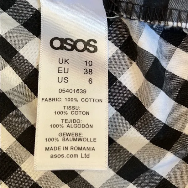 ASOS Cold Shoulder Black & White Plaid Long Sleeve Top - Image 5