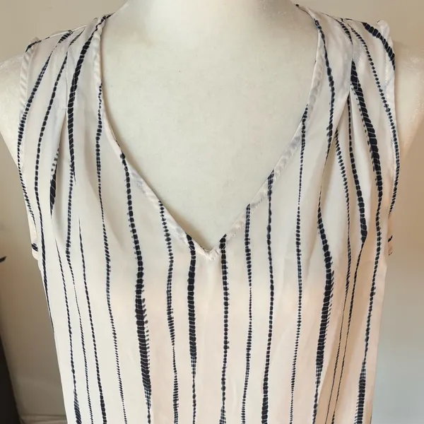 Banana Republic Navy and White Striped Tank Top Size M - Image 2