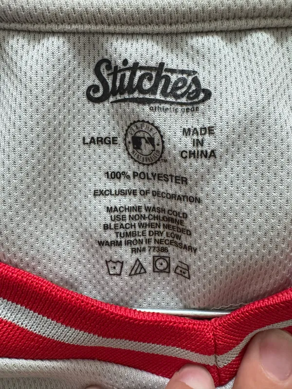 Stitches Anaheim Angels MLB Baseball Jersey Large Gray Red Official - Image 3