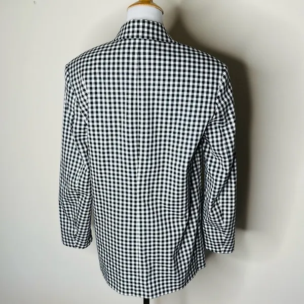 Zara Black and White Gingham Blazer with Shoulder Pads - Image 6