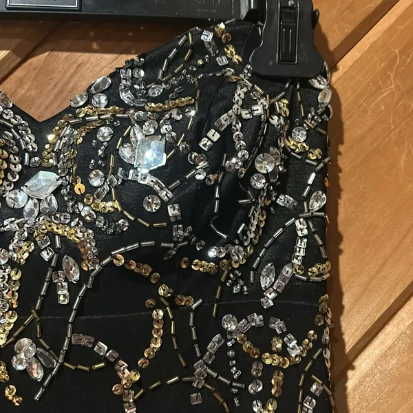 Jump Black beaded & sequins mermaid prom formal strapless gown - Image 5