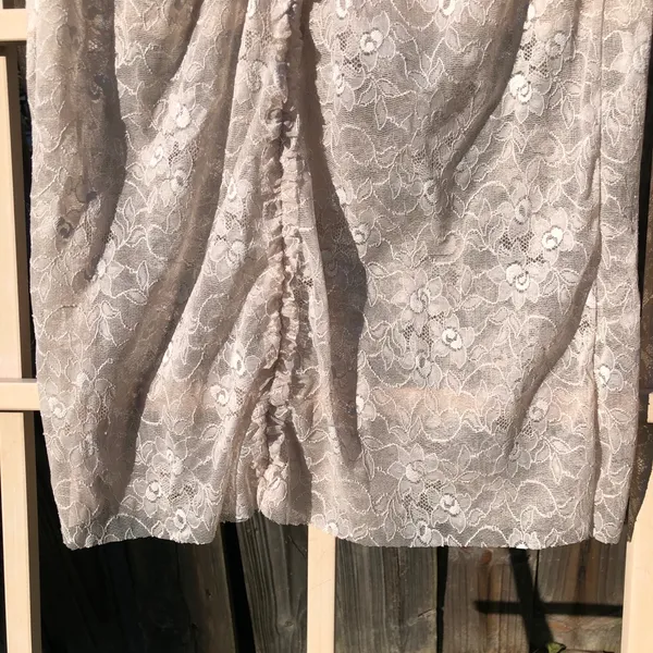 Poleci Women Lace Sheer Knee‎ Length Dress Small Ivory Lingerie Bodycon Dress - Image 5