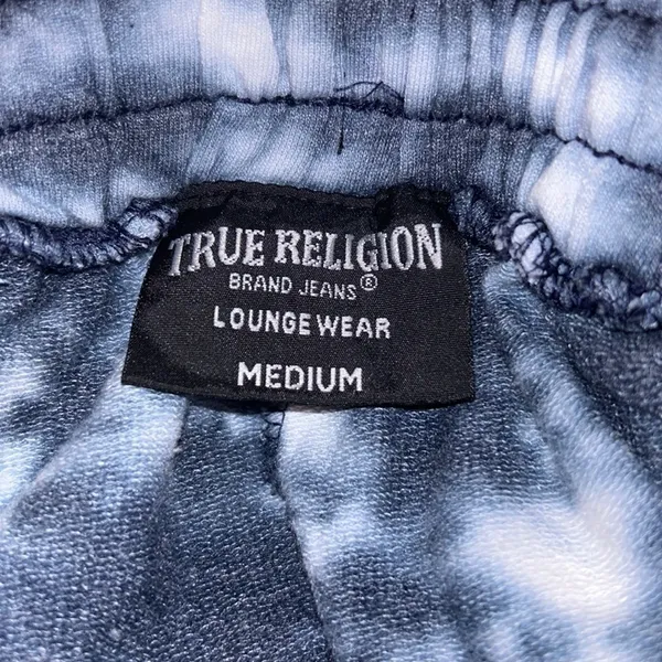 True Religion Tie Dyed Sweat/Lounge Pants Blue/White w/Silver Logo‎ on Side Med - Image 5