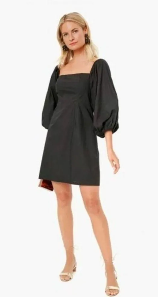 Tuckernuck Pomander Place Square Neck Chloe Mini Dress Black Puff Sleeves Small - Image 2