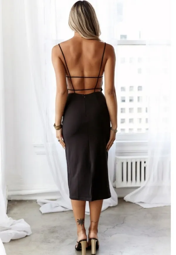 Hello Molly Can’t Afford Me Black Midi Dress - Image 2
