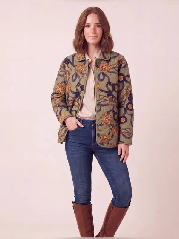 Vintage Nicole Summers Pure Silk Quilted Jacket Equestrian Hunt Padded Barn Coat - Image 4