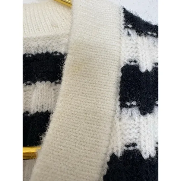 Anthropologie Line + Dot Laurel Cropped Knit Cardigan Size Small Black Striped - Image 8