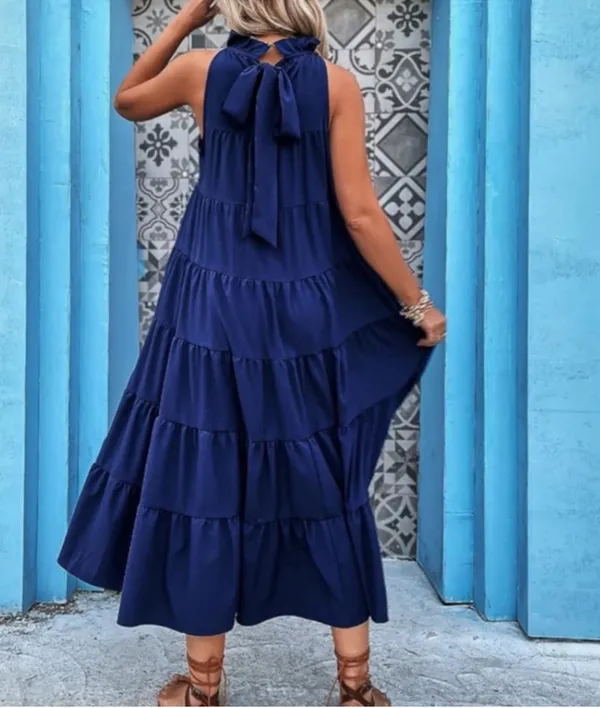 tiered maxi dress navy blue size L - Image 4