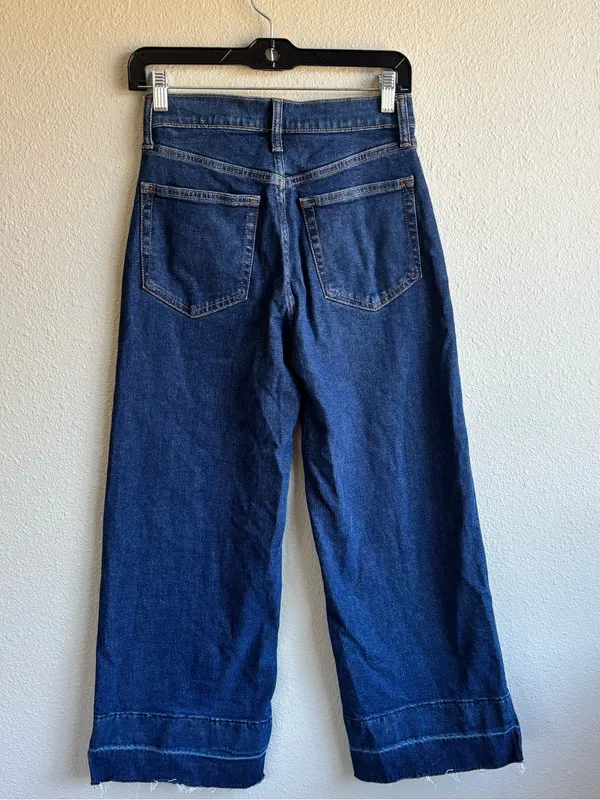 Dark Blue Wide Leg Denim Jeans - Image 6