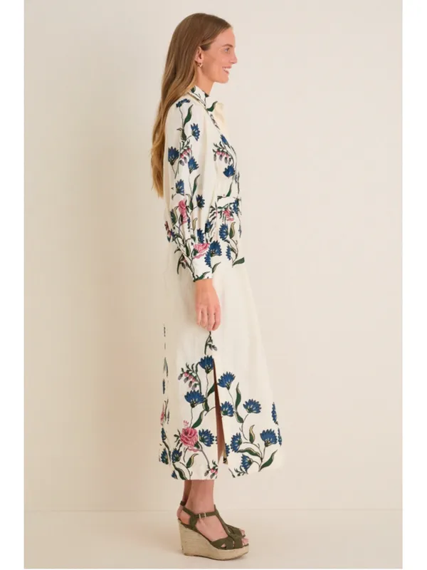 Tuckernuck Belle Bouquet Cotton Linen Therese Puff Sleeve Dress S Belted Garden - Image 3