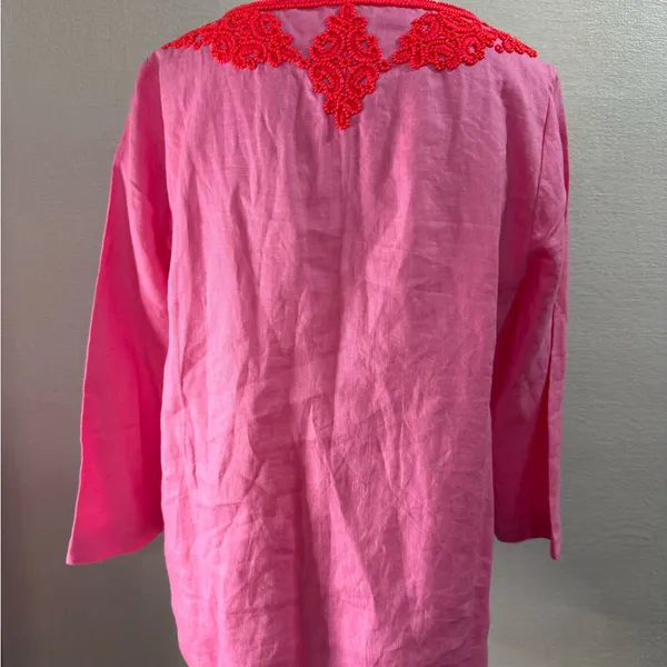 Lilly Pulitzer Pink and Red Embroidered Pajama Set - Image 5