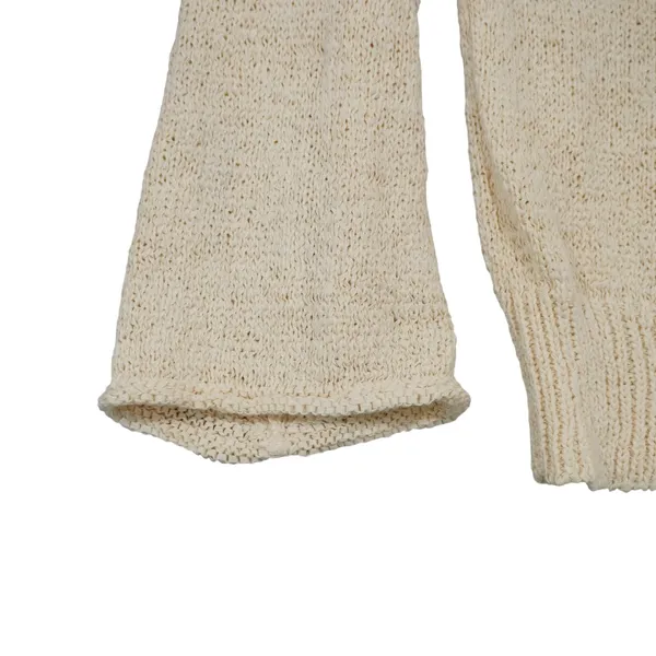 J. Crew Women's Size Medium V-Neck Sweater Beige Bell Sleeve Open Knit Coastal - Image 4