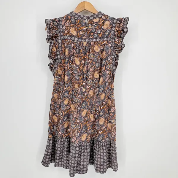 Universal Thread‎ Paisley Flutter Sleeve Dress Linen Blend Boho Pockets Size Med - Image 9