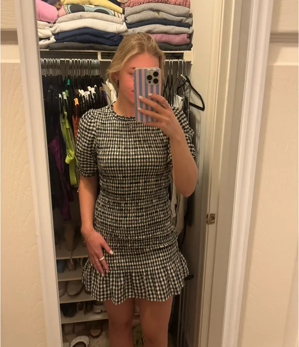 American Eagle Puff Sleeve Gingham Dress - Image 2