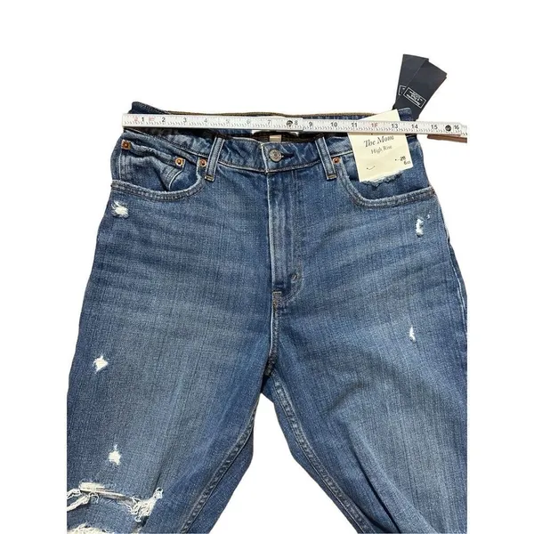 NEW Abercrombie & Fitch The Mom High Rise Distressed‎ Ankle Jeans Sz 28 - Image 9