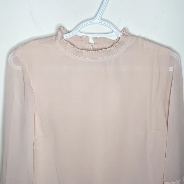 Cupcakes and Cashmere Malina pleated detail chiffon shift dress in tea rose sz S - Image 4
