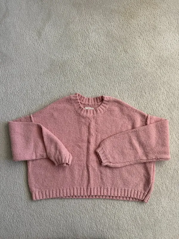 Billabong Shades Cotton Blend Crop Sweater in M (light pink, boxy/cropped fit) - Image 4