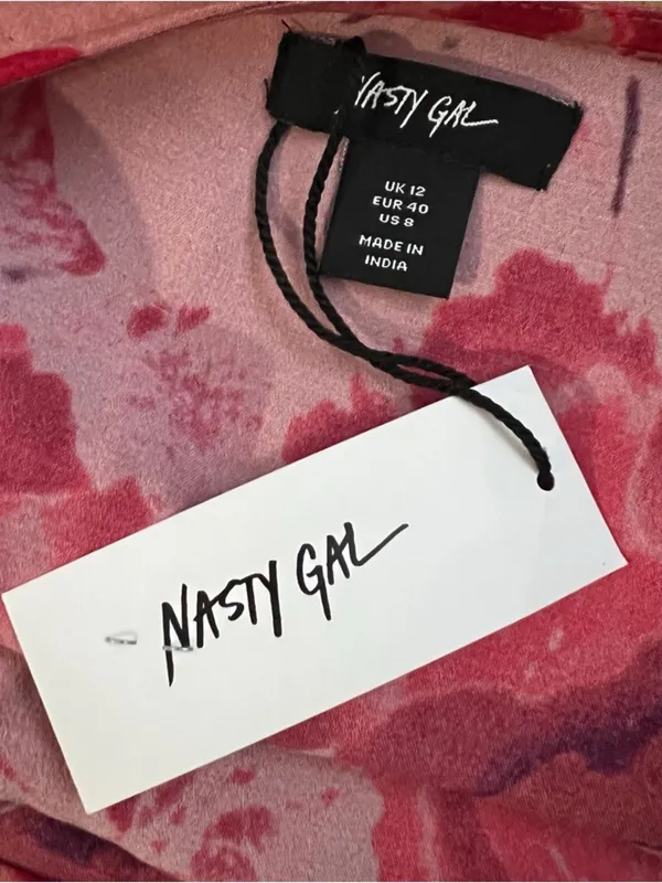 Nasty Gal Floral Split Mini Skirt Pink Lilac High Waisted Y2K Cottage Coquette 8 - Image 7
