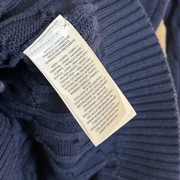 Lauren Ralph Lauren Cable-Knit Cotton Cardigan Sweater in Navy Size X-Small - Image 7
