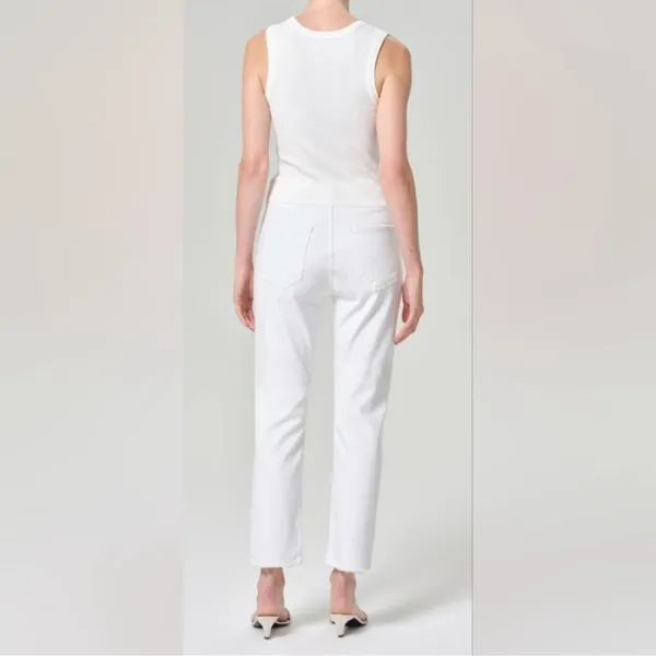 Agolde Women’s Riley Crop Straight Leg Sour Cream White Denim Jeans Size 28 - Image 6