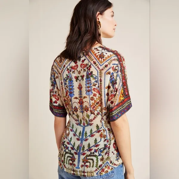 Anthropologie Vineet Bahl Meknes Embroidered Shirt Top - Image 2