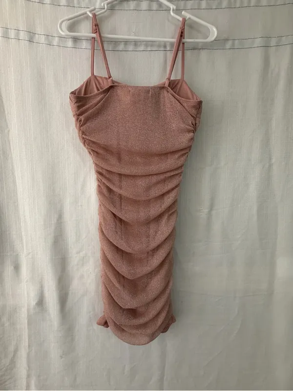 Inspired Hearts Pink Sparkly Ruched Draped Bust Women’s Mini Dress size M(E73) - Image 8