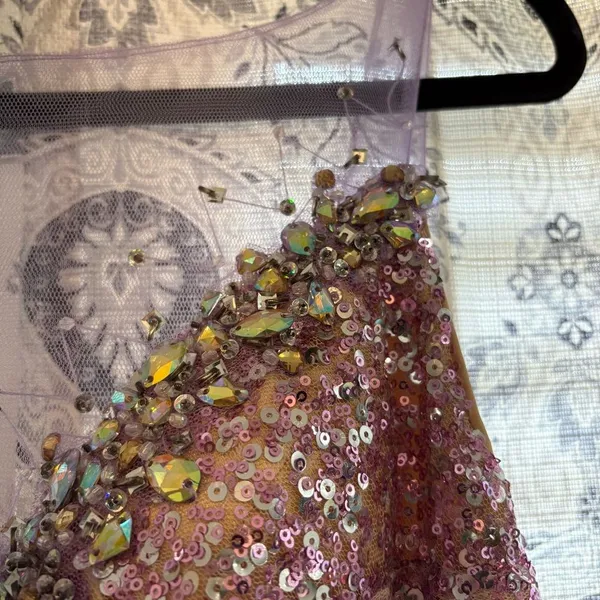 Mac Duggal Lavender Blingy‎ Ruffle Hem Prom Dress Size 6 - Image 9