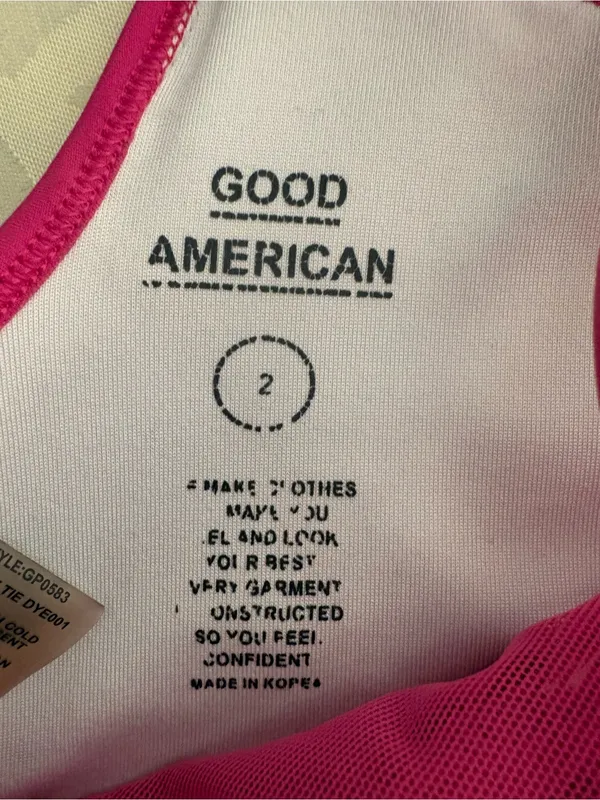 Good American Pink Tie-Dye Double-Strap Sports Bralette - Image 14