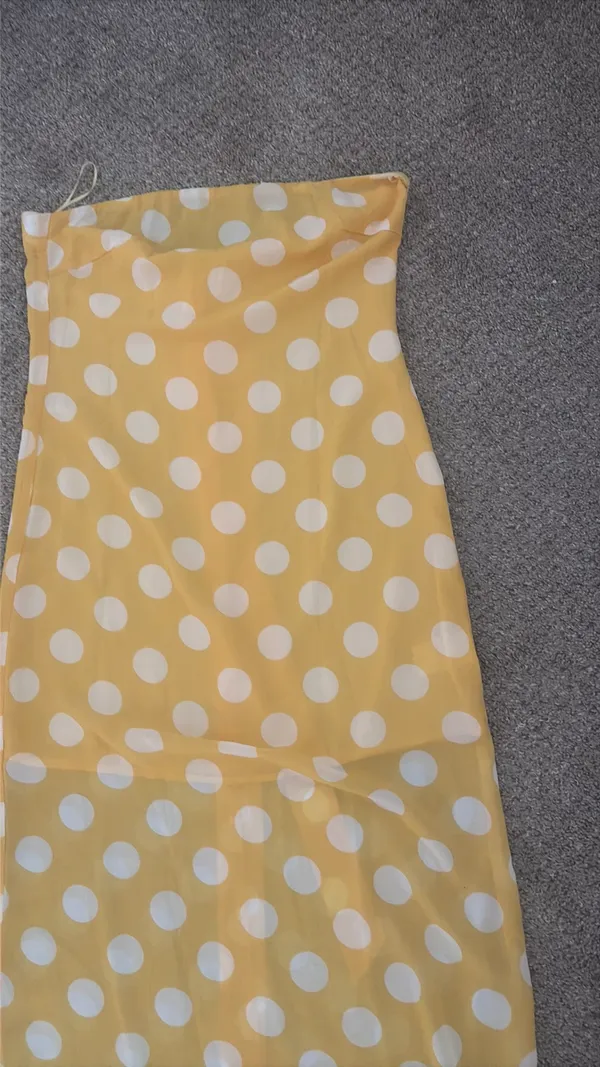 JW Pei Polka-Dot Strapless Maxi Dress - Yellow - Image 6