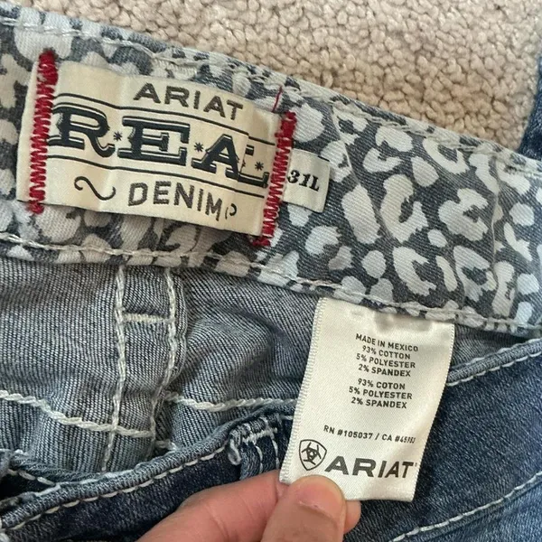 Ariat Womens Real Denim Bootcut Jeans Low Rise Whiskered Distressed Medium Wash - Image 4