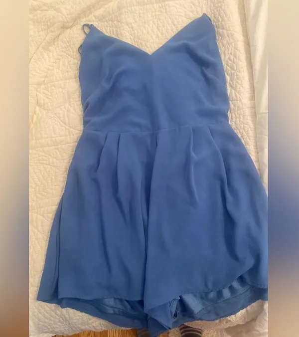 Blush Formal light blue romper - Image 2