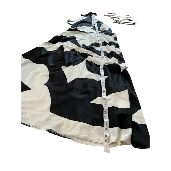 Bardot Black White Abstract Halter Maxi Dress Plunging V-Neck Open Back‎ Size 12 - Image 10