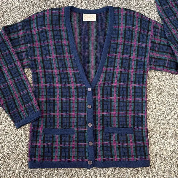 Pendleton Multicolor Plaid Knit Cardigan - Image 3