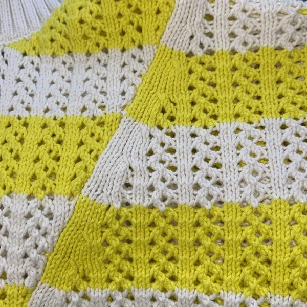 A new day yellow and white crochet pattern sweater size medium - Image 8