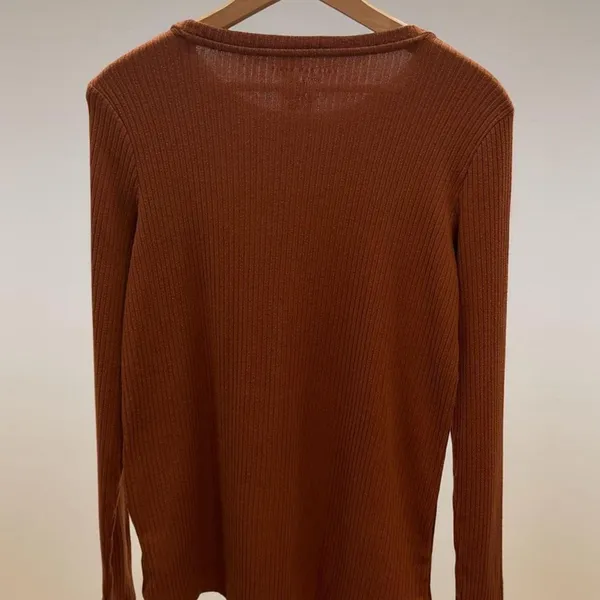 American Eagle Soft & Sexy Plush Ribbed Long Sleeve Top Size Small Rust‎ - Image 2
