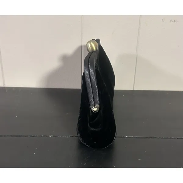 Banana Republic Black Satin Clutch Kiss Lock Evening Bag Chain Strap Purse - Image 3