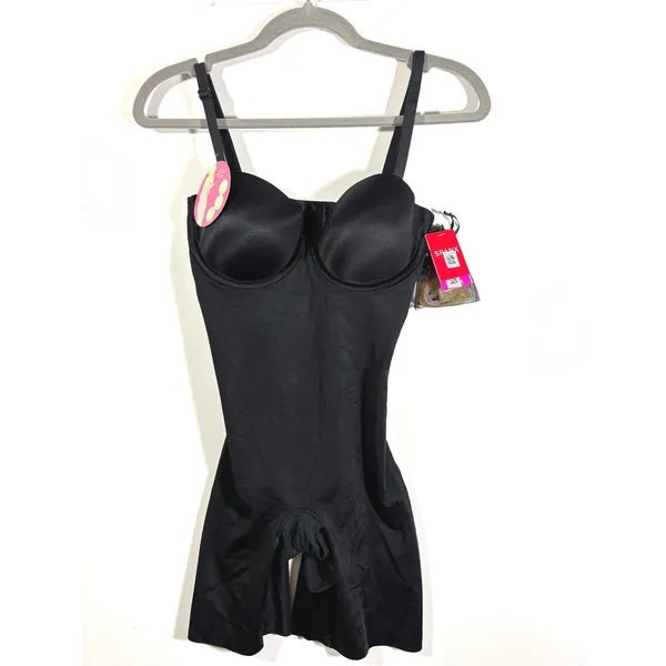 Spanx Suit Your Fancy Strapless Cupped Mid-Thigh Bodysuit Black 10156R Small - Image 3